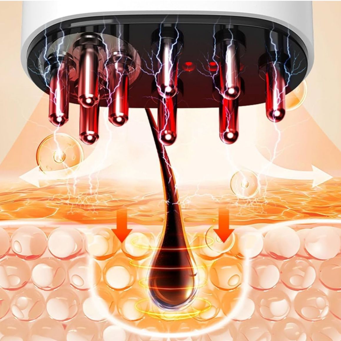 Red Light Electric Scalp Massager Hair Oil Applicator Vibration Hair Gro