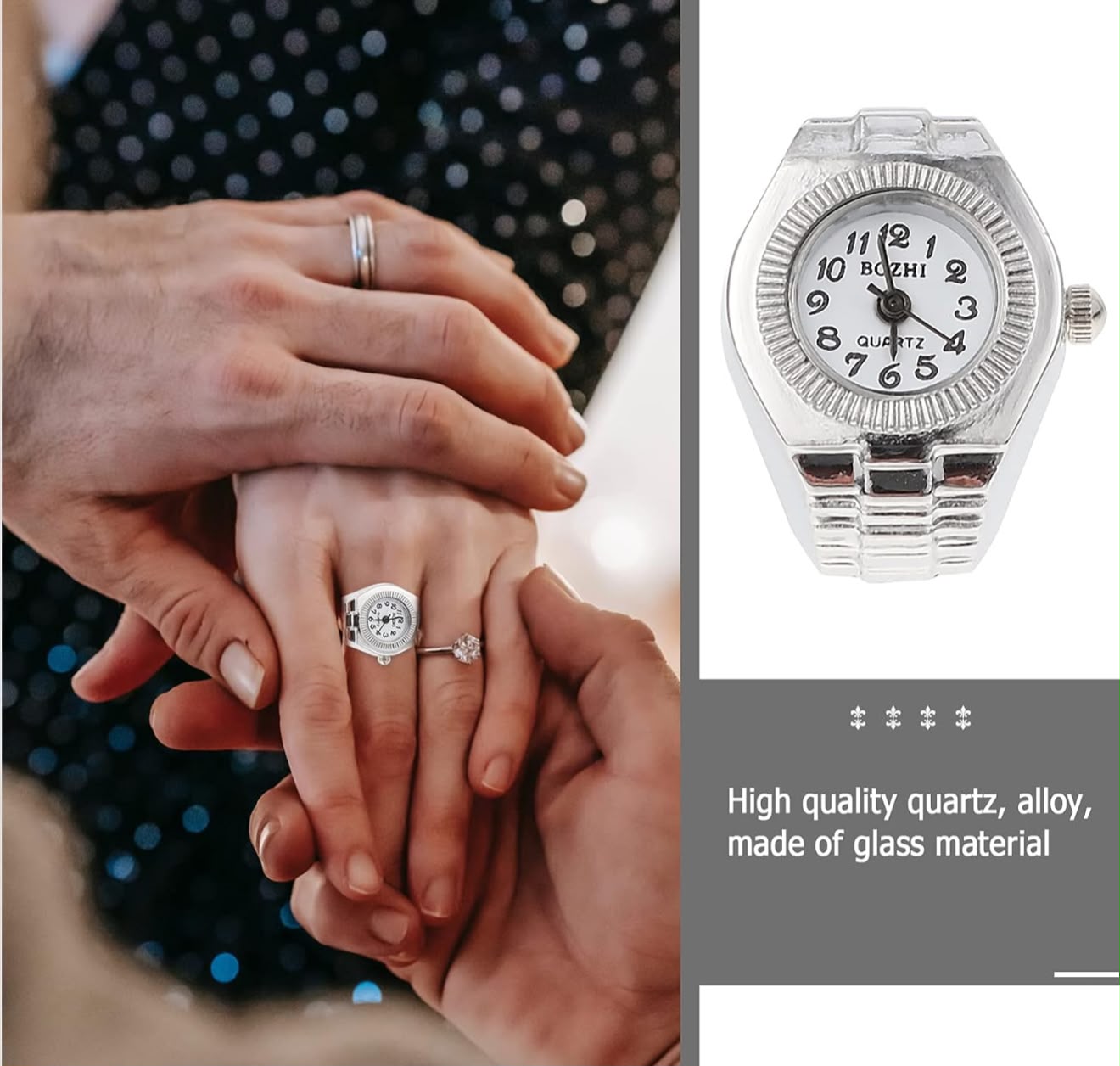 Women Finger Watch Casual Finger Watch Lady Quartz Finger Ring