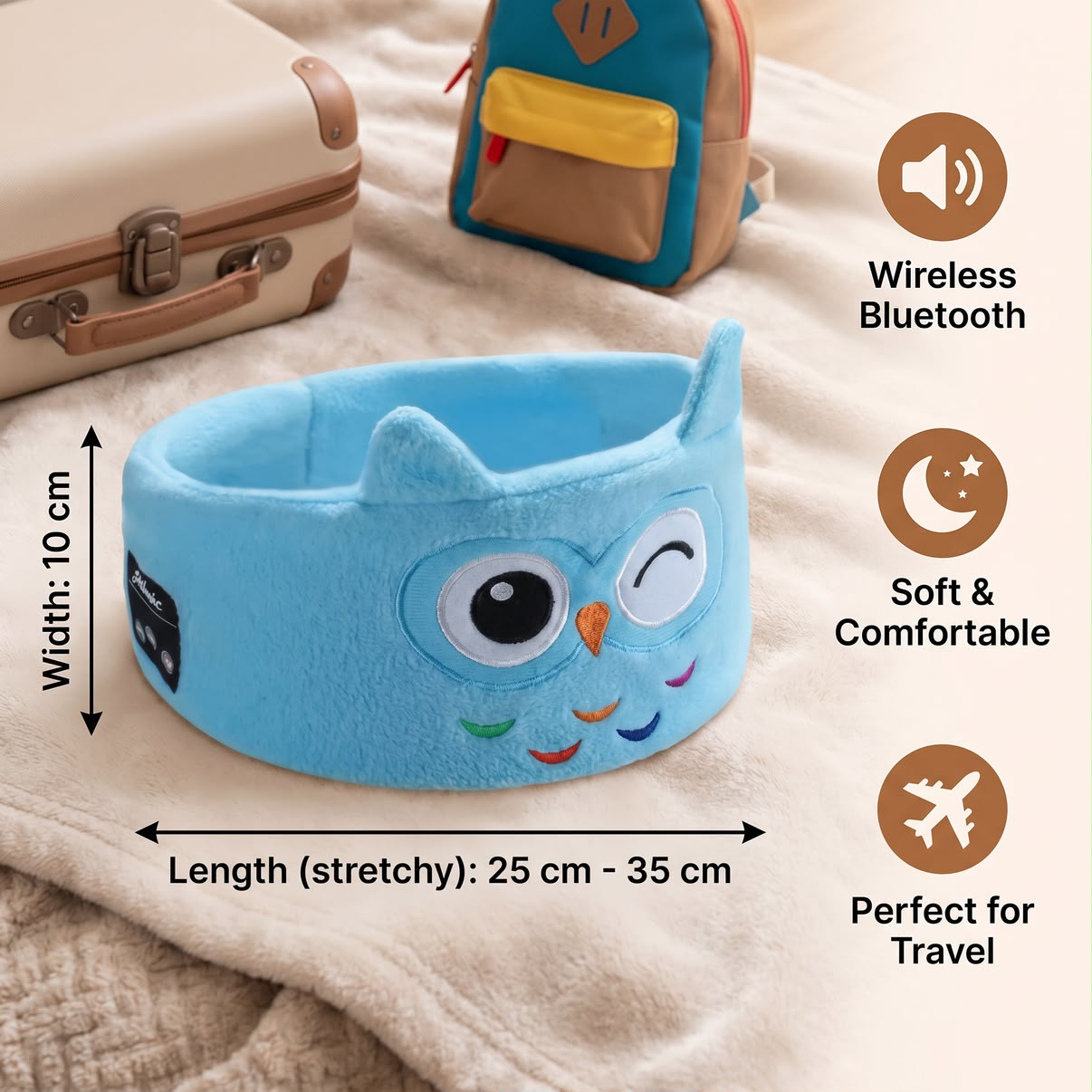 Sleep Headband with Bluetooth Speakers – Soft Wireless Headband for Travel & Sleep