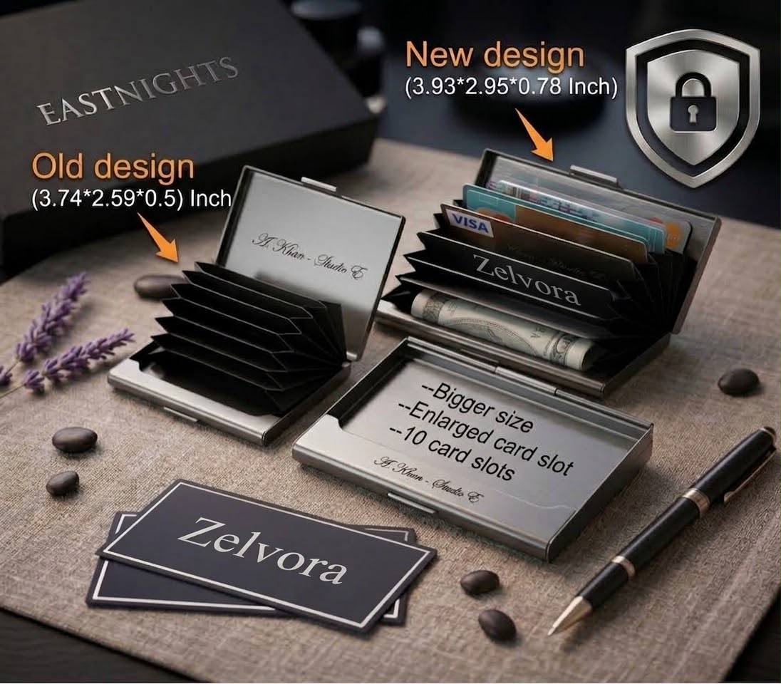 EASTNIGHTS RFID Credit Card Holder Protector Metal Credit Card Wallet Business Card Holder for Men Women