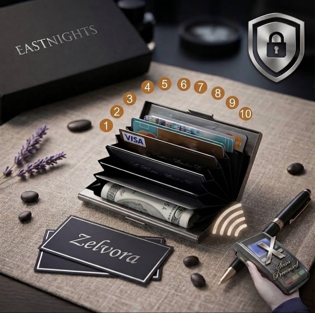 EASTNIGHTS RFID Credit Card Holder Protector Metal Credit Card Wallet Business Card Holder for Men Women