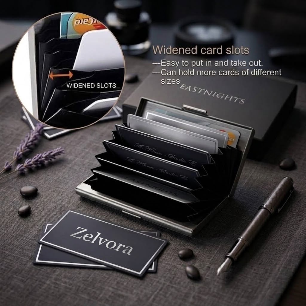 EASTNIGHTS RFID Credit Card Holder Protector Metal Credit Card Wallet Business Card Holder for Men Women