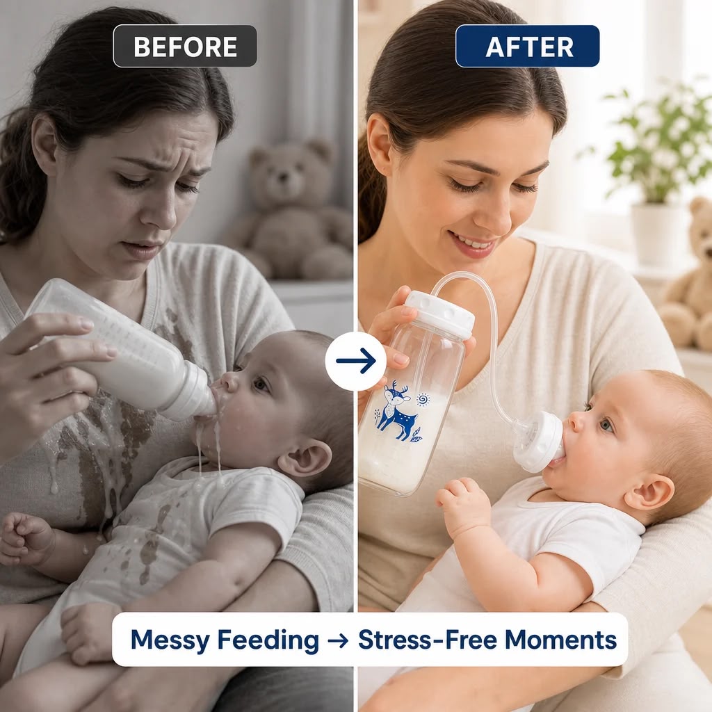 Hands-free baby feeding bottle