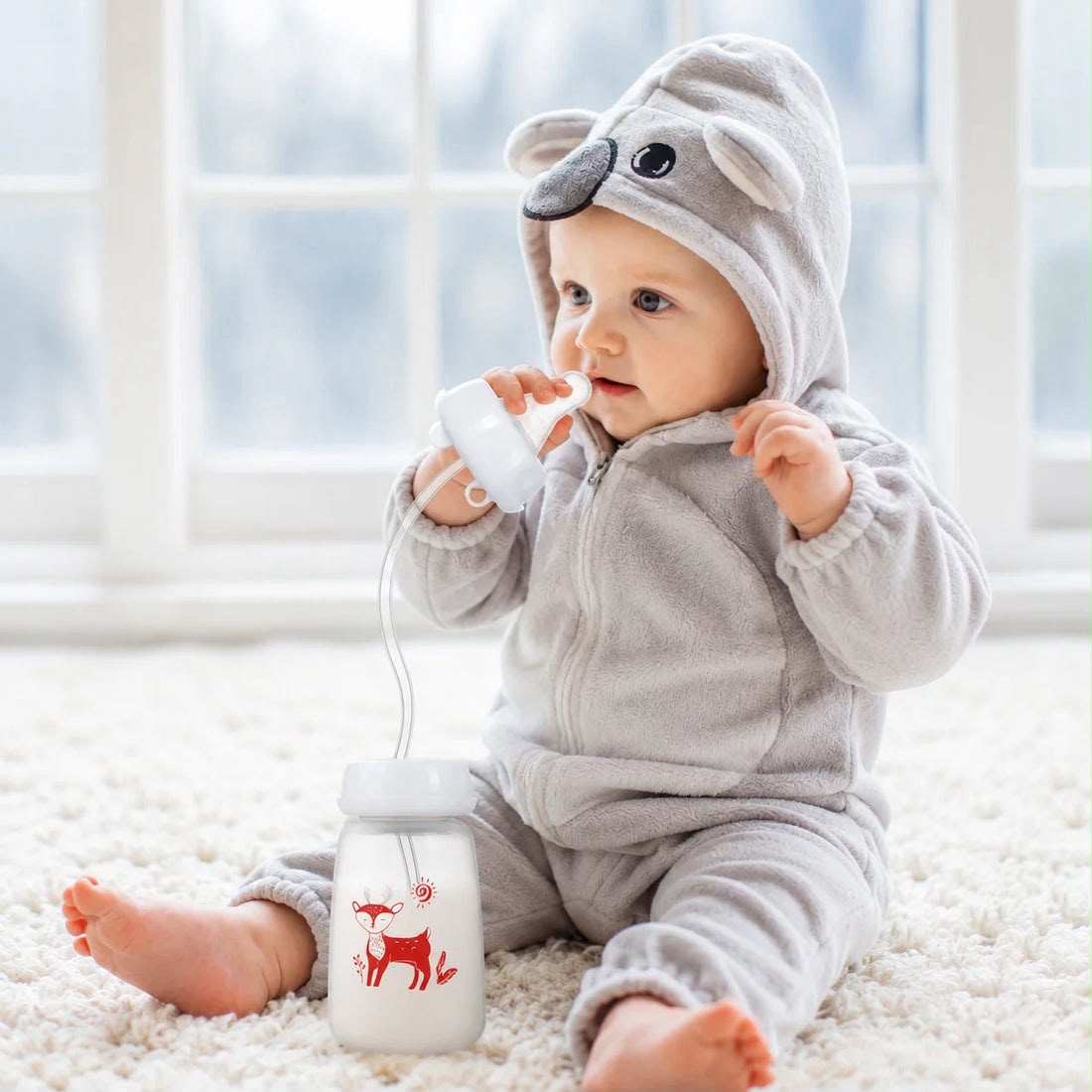 Hands-free baby feeding bottle