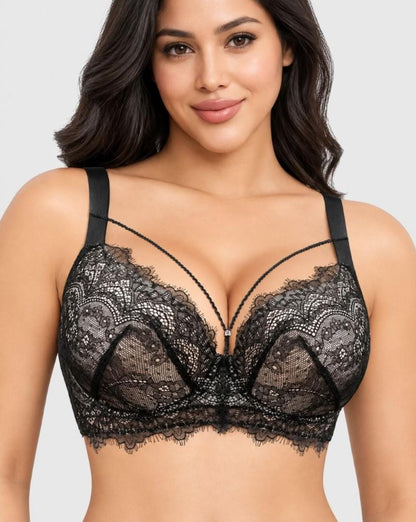 DEEP-V LACE FULL -CUP PUSH -UP BRA
