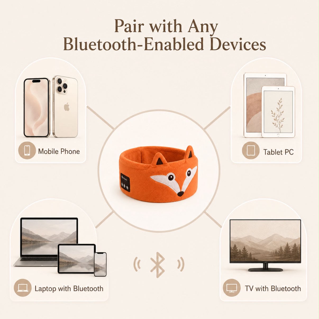 Sleep Headband with Bluetooth Speakers – Soft Wireless Headband for Travel & Sleep