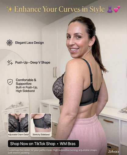 DEEP-V LACE FULL -CUP PUSH -UP BRA