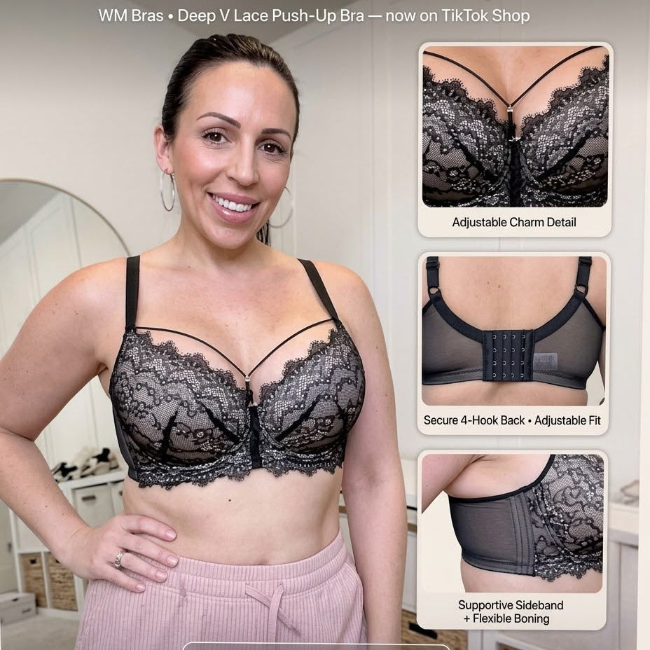 DEEP-V LACE FULL -CUP PUSH -UP BRA