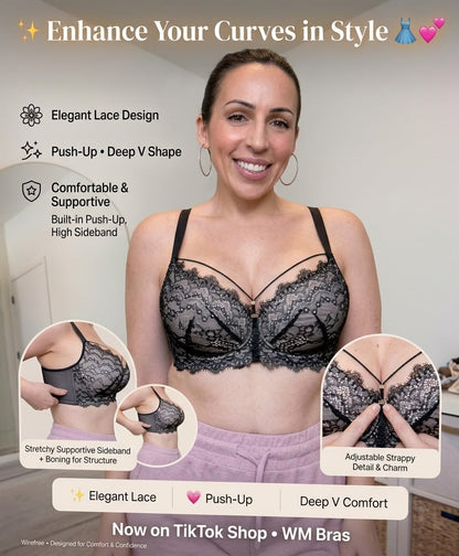 DEEP-V LACE FULL -CUP PUSH -UP BRA