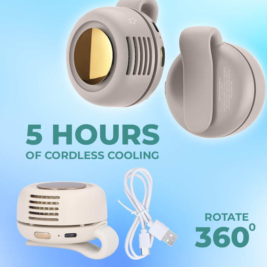Silent 360° Mini Fan with USB-C & Flexible Clip